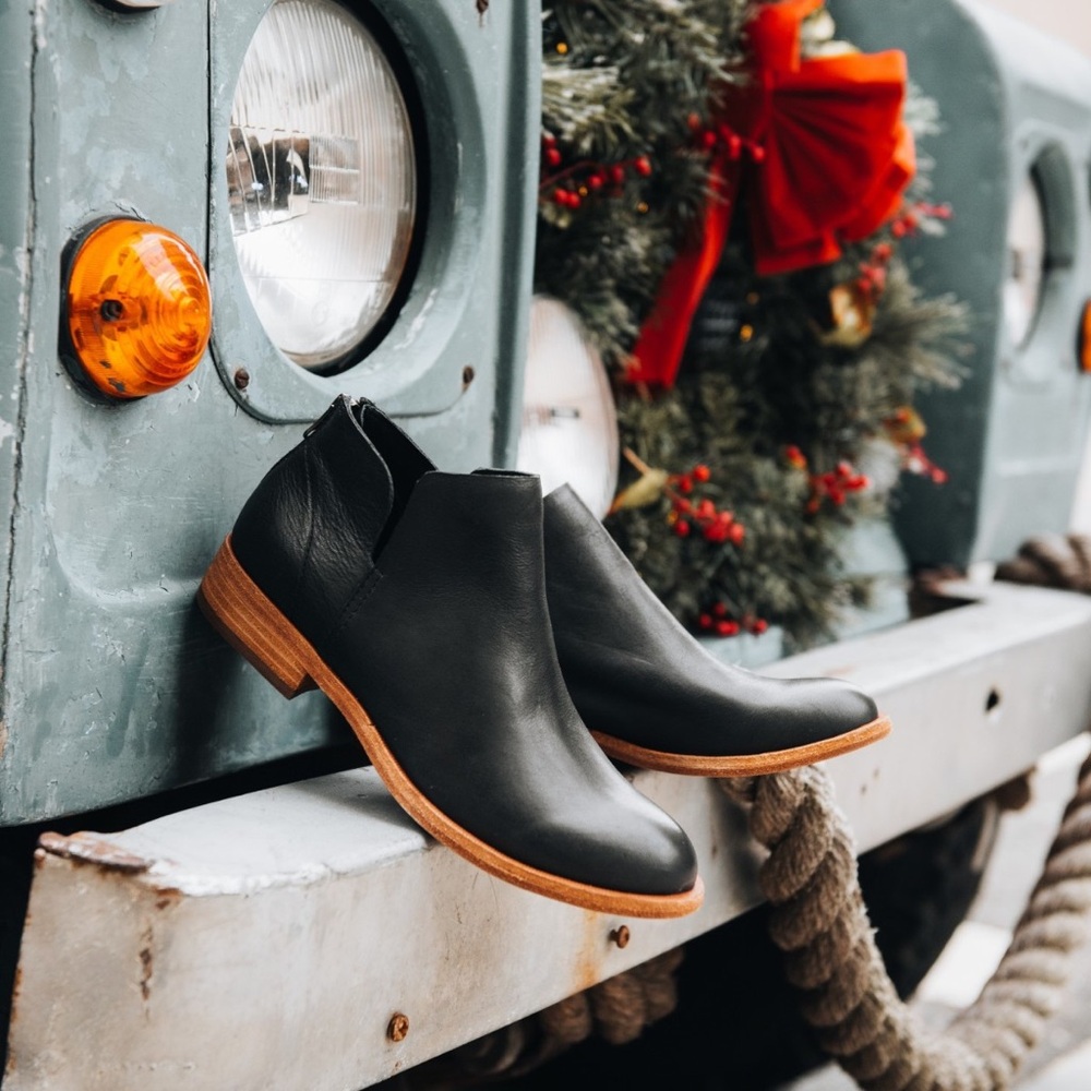Kork-Ease Black Ankle Boots with Tan Sole